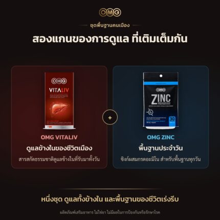 แบนเนอร์ ชุดพื้นฐานคนเมือง OMG (Vitaliv + Zinc) — ทำไมต้องคู่นี้ อัตราส่วน 1:1